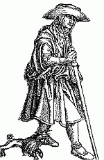 Medieval pilgrim and his scoob